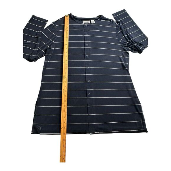 Chicos Travelers Black Snap Button Up Stripe‎ ~ Acetate Size 3 (Large) - Picture 7 of 14